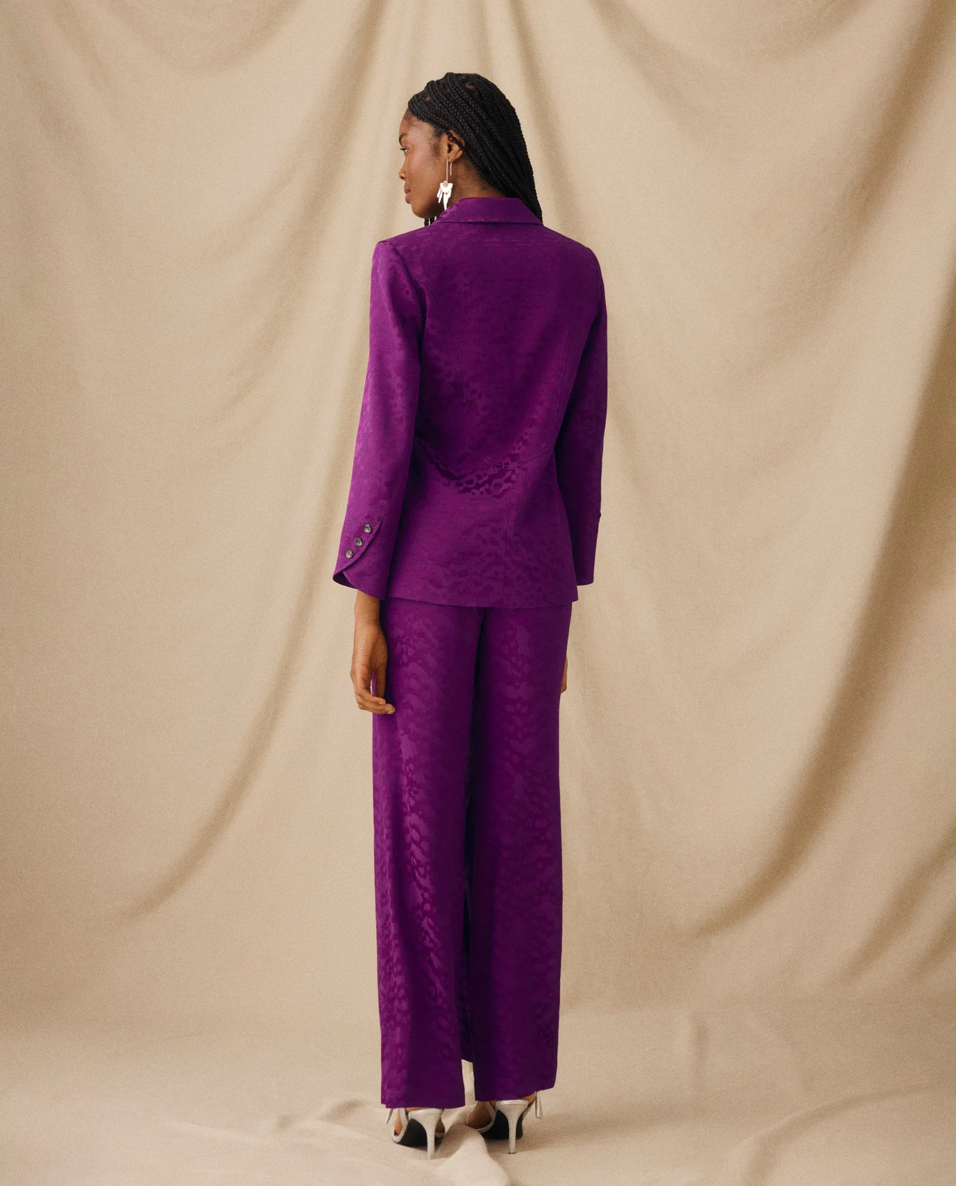 CICELEY | Magenta Jacquard Fitted Blazer - Image 10
