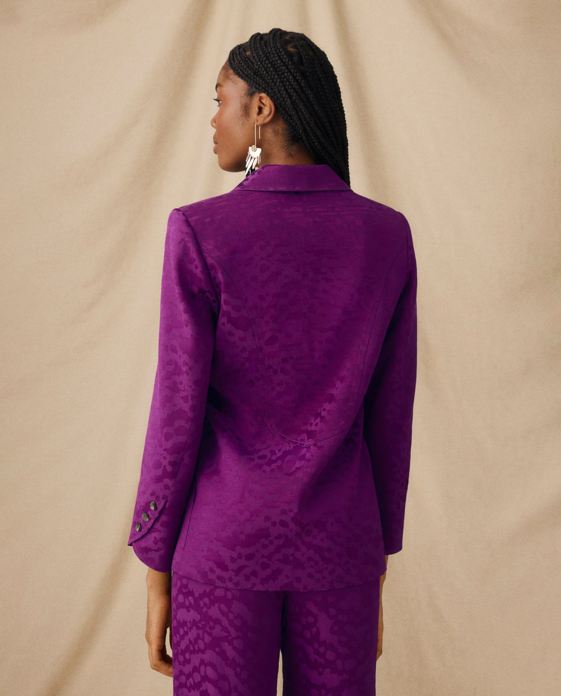 CICELEY | Magenta Jacquard Fitted Blazer - Image 14