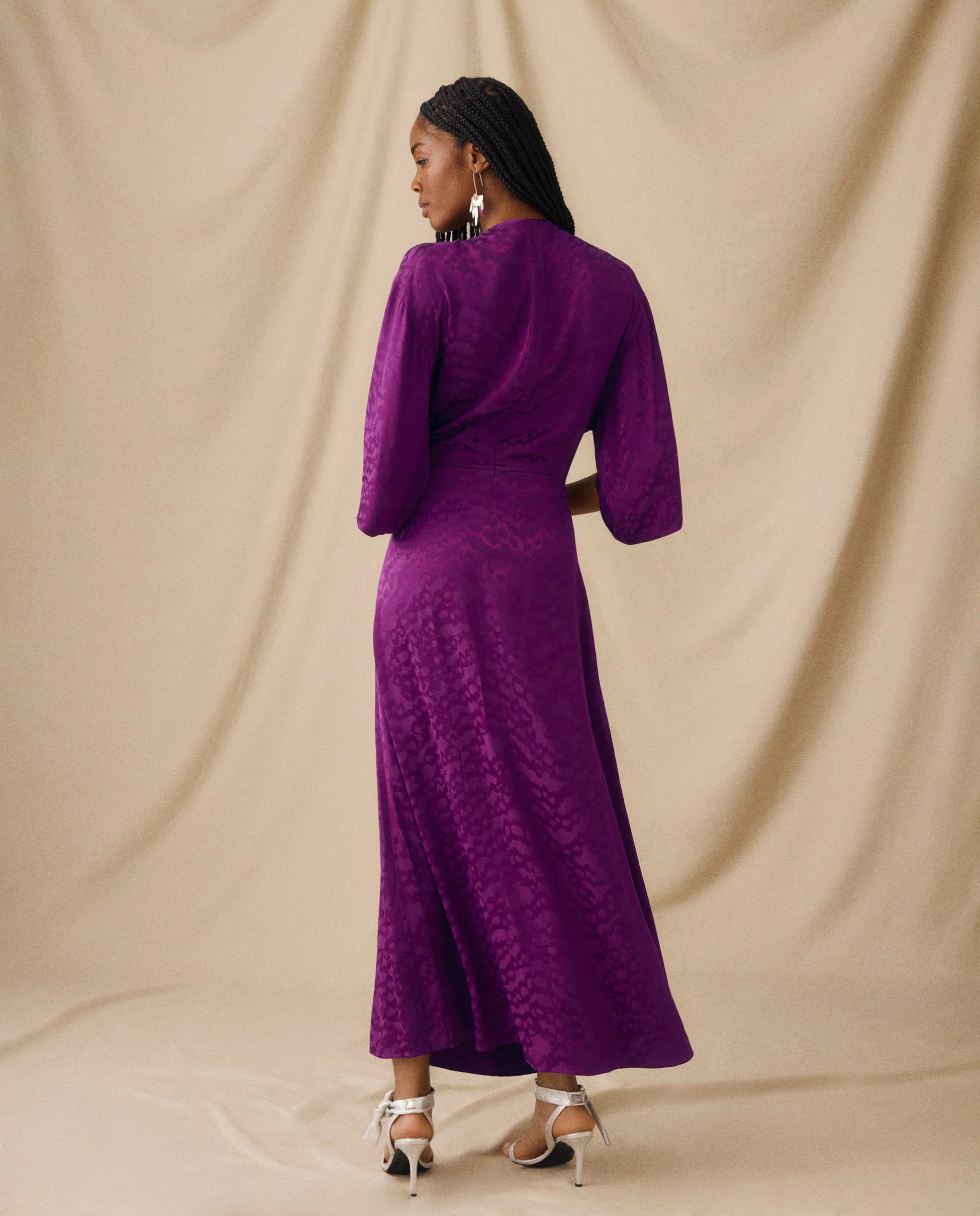 CICELEY | Magenta Jacquard Maxi Dress - Image 4