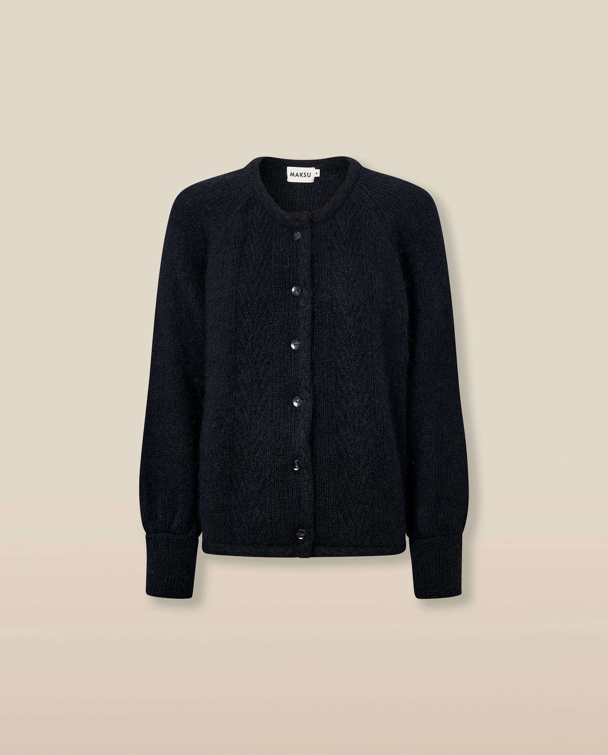 CLAIRE | Black Mohair Wool Knit Cardigan - Image 4