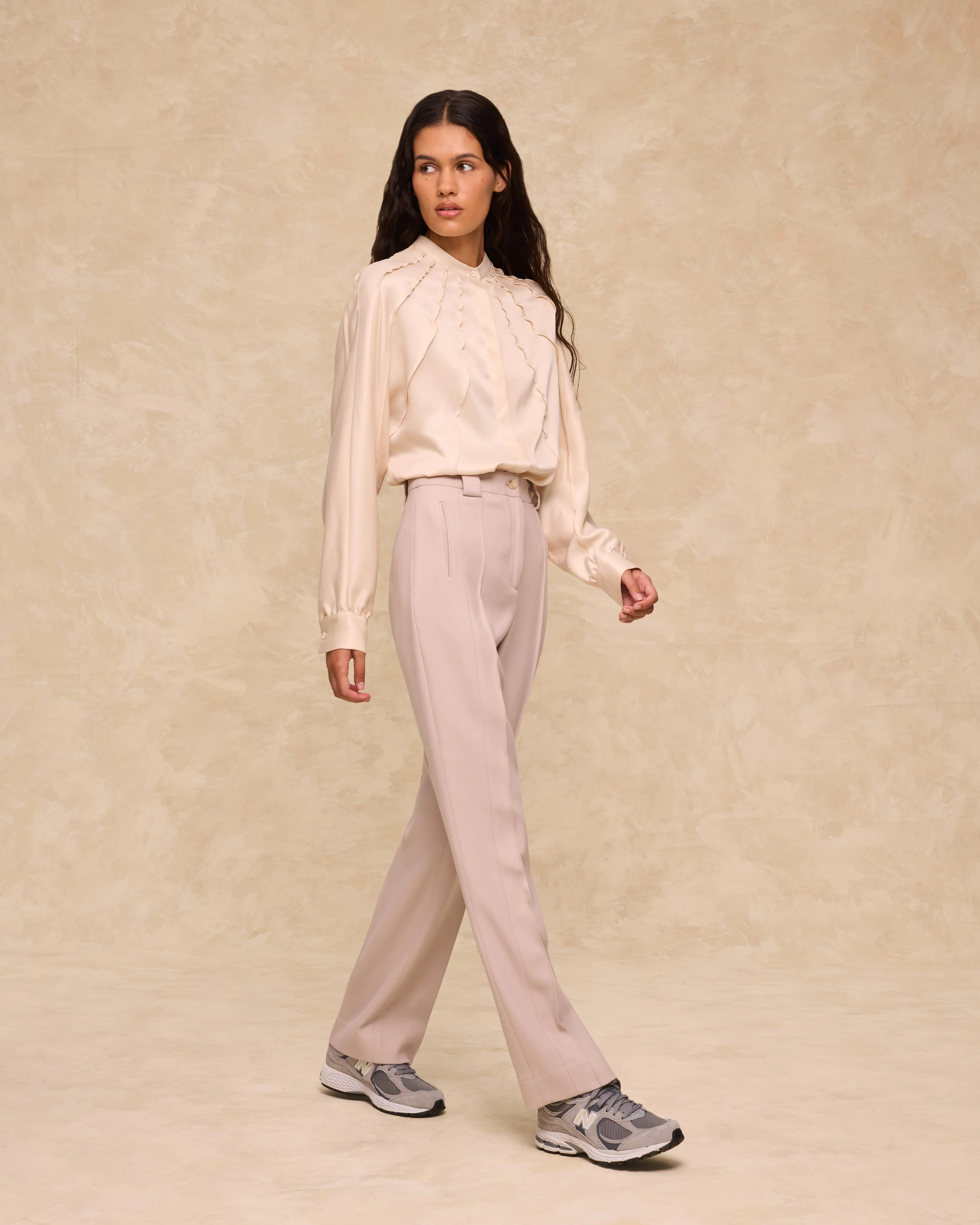 FLORENCE | Tailored Beige Wool-Blend Trousers