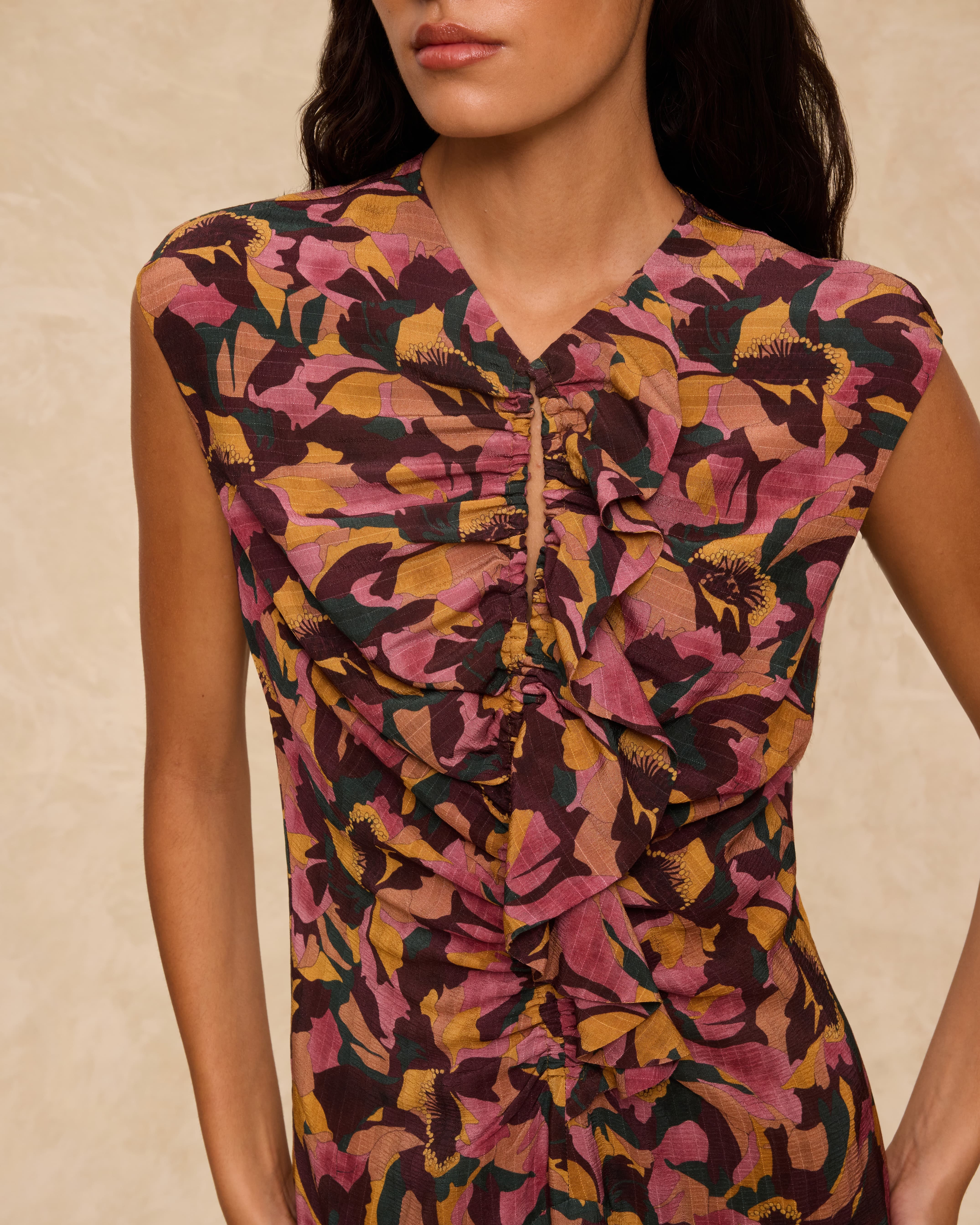 SAACHI | Multi Floral Print Ruffle Dress - Image 4